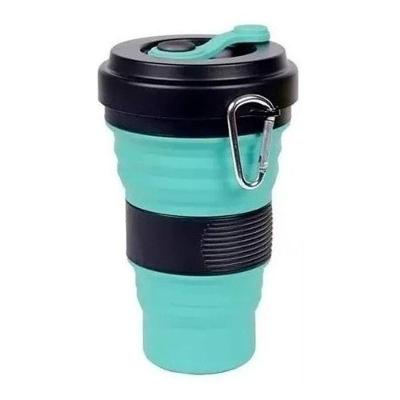 Copo Ecologico Retratil Silicone Grande Dobravel 550ml Verde Água
