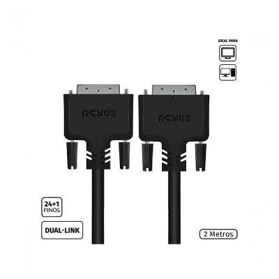 Cabo DVI-D PDDL-2 24+1 dual-link 2M com Resolução 1080P e 144HZ Pcyes