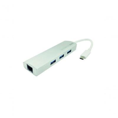 Cabo Adaptador Usb C para Rj45 Macho 3 X Usb 3.0 X Rj45 Fêmea Branco NWT