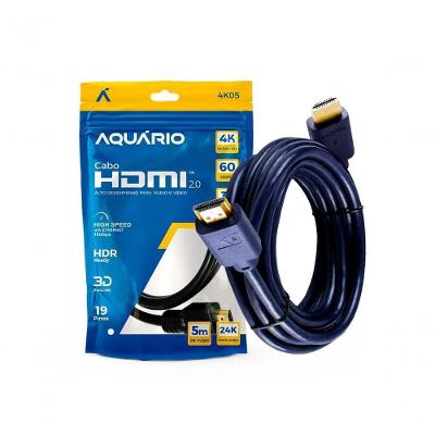Cabo HDMI Aquário 4K05 para Áudio e Vídeo 4K 60HZ HDMI 2.0 5 Metros