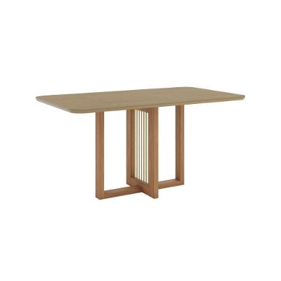 Mesa De Jantar Natalí 04 Lugares Canto Arredondado Com Vidro Sc157 Nature - Henn