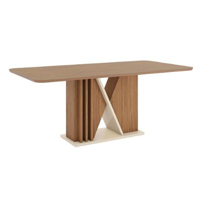 Mesa De Jantar Valine 08 Lugares 200cm X 100cm Com Vidro Sc141 Nature Off White - Henn