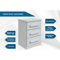 Mesa Cabeceira Infantil Baião c/ 3 Gavetas Branco - Lopas