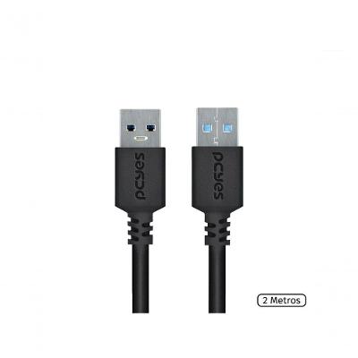 Cabo de Dados USB 3.0 PUAM3-2 USB a Macho 2M com Cobre Puro 24 + 28 AWG e Taxa 5 Gbps Pcyes