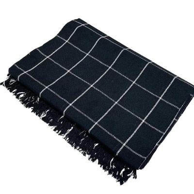 Manta para Sofá Grande 2 e 3 Lugares 2,40M X 1,80M 100% Algodão Preto com Branc Kit 02 Panos do Lar