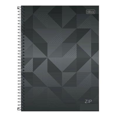 Caderno Espiral Universitário Zip Geométrico 10 Matérias Cinza - Tilibra
