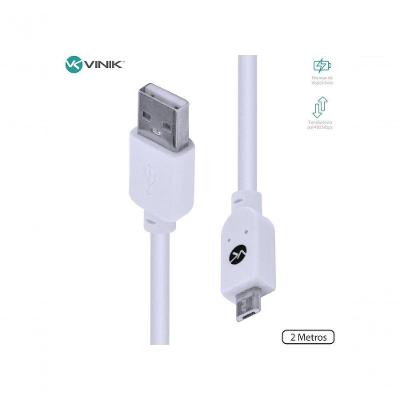 Cabo USB X Micro USB Vinik MUSB-2 para Dados e Recarga USB 2.0 Branco 2M 1 Unidade