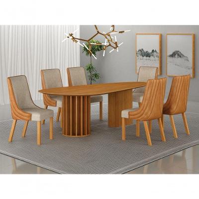 Conjunto Jantar 6 Cadeiras Maciça 180x90 Pilar M Arbo Design