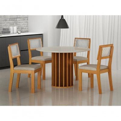 Sala De Jantar Mdf Redonda 4 Lugares Florença - Arbo Design