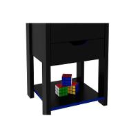 Mesa Cabeceira Gamer ME4163 c/ 2 Gavetas Preto/Azul - Tecno Mobili - 3