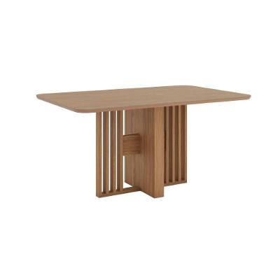 Mesa De Jantar Dinah 06 Lugares Canto Arredondado Com Vidro Sc149 Nature - Henn
