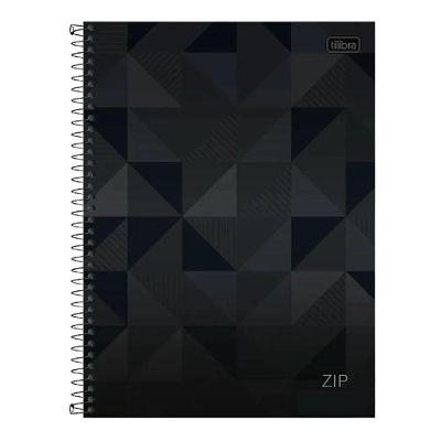 Caderno Espiral Universitário Zip Geométrico 10 Matérias Preto - Tilibra