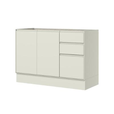 Balcão Pia 03 Portas 02 Gavetas 120cm Fineze C656 Areia Hp - Henn