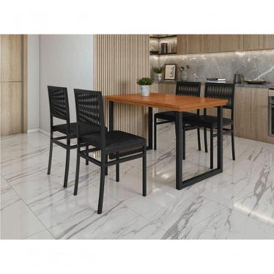 Conjunto Mesa Madeira 4 Cadeiras Corda Naútica - Paonanda