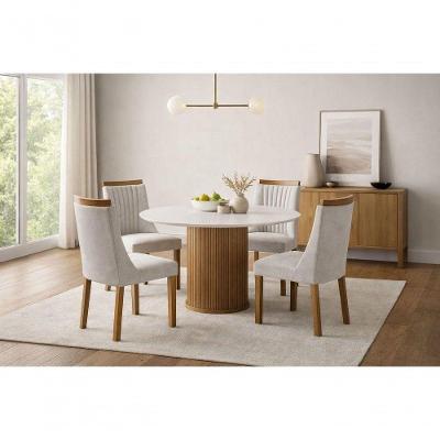 Sala De Jantar Redonda 4 Cadeiras 1,10 Boss -domus Móveis