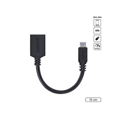 Adaptador OTG Micro USB para USB 2.0 Pcyes Pamup-15 para Conexão de Celulares e Tablets 480 MBPS