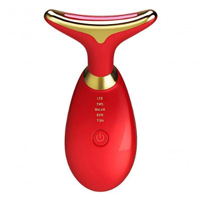 Massageador Facial Elétrico Pescoço Face Firmeza Usb Vermelho