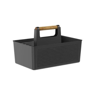 Organizador Multiuso Flow 8 Litros em Polipropileno e Bambu com Alça Ergonômica e Divisória Interno