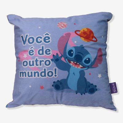 Almofada 40x40 Stitch e Angel Namorados - Disney com Enchimento em Fibra Azul Lilo e Stitch