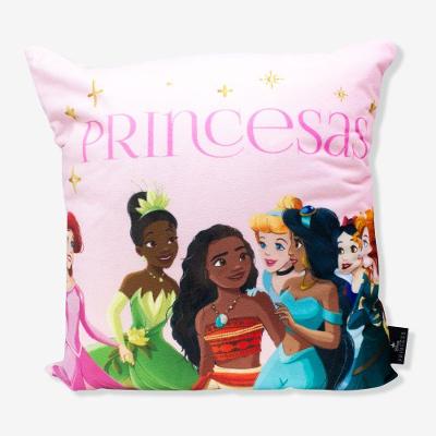 Almofada Almofada 40x40 Princesas - Disney com Enchimento em Fibra Poliéster Rosa Princesas Disney
