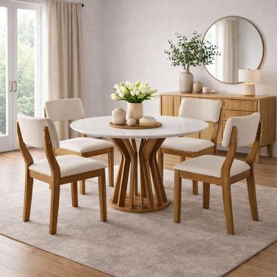 Sala De Jantar Redonda 4 Cadeiras 1,10 Kairo -domus Móveis