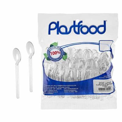 Colher para Café Colherinha Plástica em Poliestireno Cristal Transparente Pacote com 200 Unidades