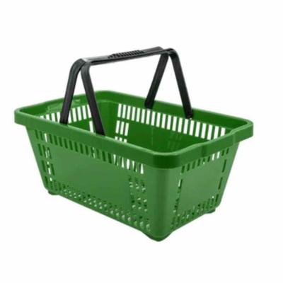 Cesto para Compras Grande com Alça Plástico Resistente Empilhável Verde Verde