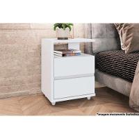 Mesa Cabeceira Campeche c/ 2 Gavetas Branco - Henn - 1