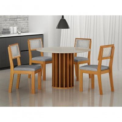 Sala De Jantar Mdf Redonda 4 Lugares Florença - Arbo Design