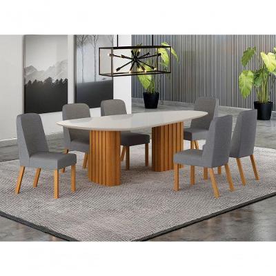 Conjunto Jantar 6 Cadeiras Maciça 2x1 Vdo Iza - Arbo Design