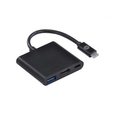 Adaptador Hub Usb Tipo C X Hdmi 4k Usb 3.0 para Espelhamento de Tela Preto Vinik