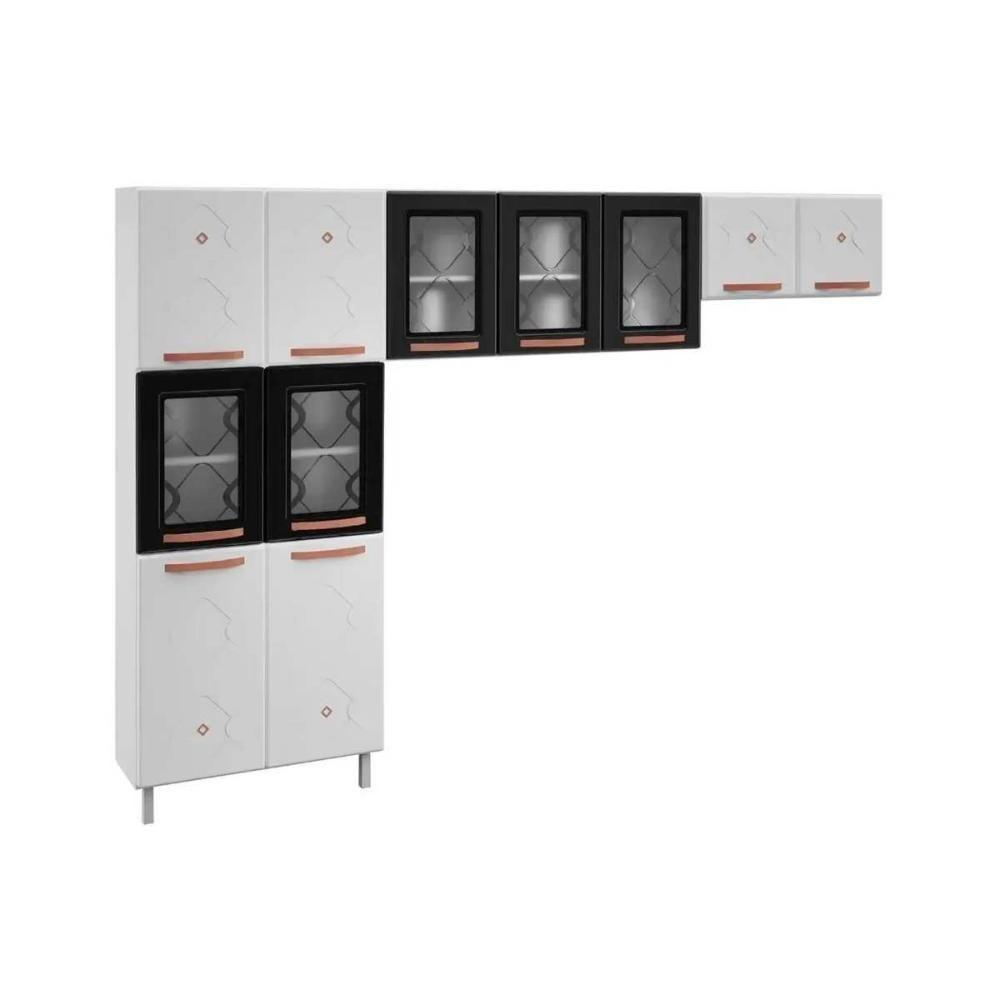 Kit de Cozinha Modulada 3 Peças Mirage New  (2 Armários + 1 Paneleiro) CPT115 Branco/Preto - Telasul - 3