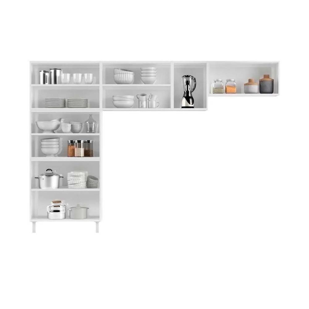 Kit de Cozinha Modulada 3 Peças Mirage New  (2 Armários + 1 Paneleiro) CPT115 Branco/Preto - Telasul - 6
