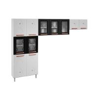 Kit de Cozinha Modulada 3 Peças Mirage New  (2 Armários + 1 Paneleiro) CPT115 Branco/Preto - Telasul - 3