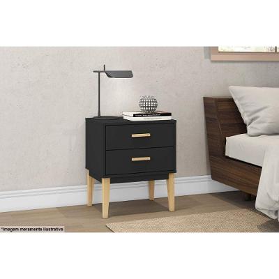 Mesa Cabeceira Infantil Le 6007 C/ 2 Gavetas Preto - Movelbento