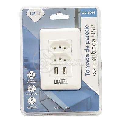 Tomada de Parede com USB Tomada Dupla 10A com 2 Entradas 5V Bivolt Branco Smart Bracelet