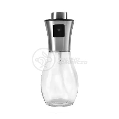 Spray Pulverizador Culinário de Óleo Azeite e Vinagre em Vidro e Aço Inoxidável 200ML Prata Aquilae