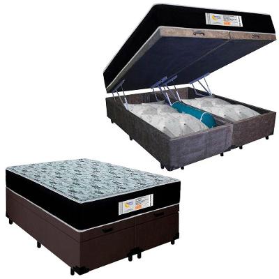 Cama Box Baú Casal Bipartido 138x188 Sonnolux com Colchão Molas Ensacadas Suede Marrom