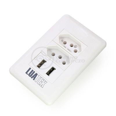Tomada de Parede com USB Modelo Luxo 10A 2 Portas 5V Branco Smart Bracelet