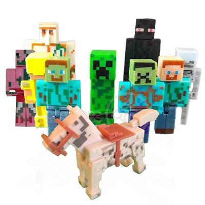 Boneco Articulado Minecraft My Home com 10 Personagens, 2 Blocos e Personagens Zumbi, Cavalo