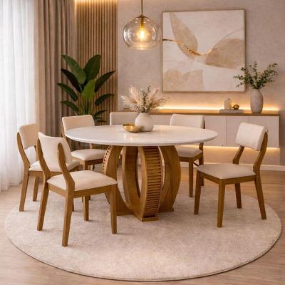 Sala De Jantar Redonda 6 Cadeiras 1,35 Lottus -domus Móveis