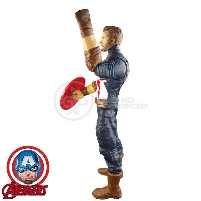 Boneco Action Figure Capitão America Fala 29cm 2 com Voz Azul Smart Bracelet