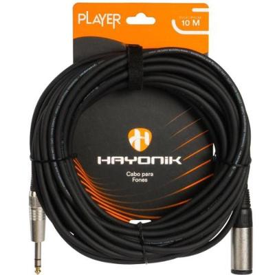 Cabo Extensor para Fone de Ouvido Player P10 Fêmea X P10 Macho 10M com Revestimento em PVC 6,0MM