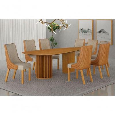 Conjunto Jantar 08 Cadeiras Maciça 2x1 Pilar M - Arbo Design
