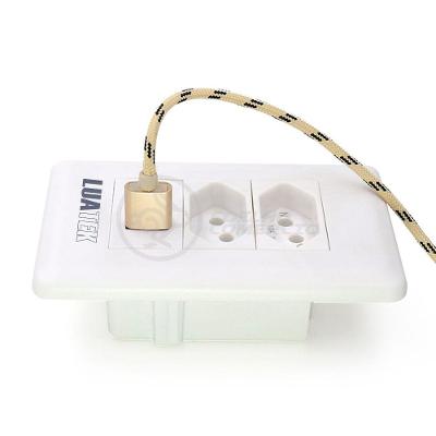 Tomada de Parede Tomada Dupla 10A com 2 USB Padrão Luxo Bivolt Branco Smart Bracelet