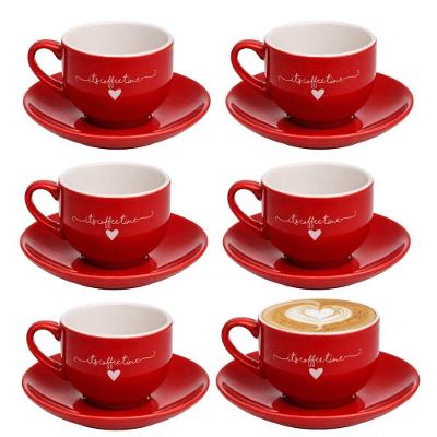 Jogo 6 Xícara De Chá Cappuccino De Porcelana 160ml Vermelha Coração Lamour Haüskraft