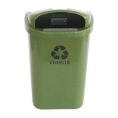 Cesto para Coleta Seletiva ST6 50L Individual sem Poste com Fechadura e Apagador de Cigarros Preto