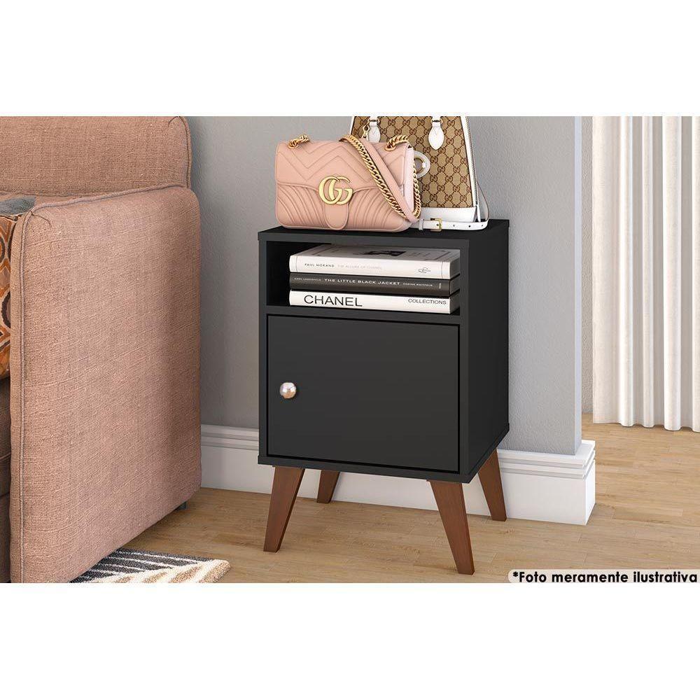 Mesa Cabeceira RT3145 c/ 1 Porta Preto - Movelbento - 1
