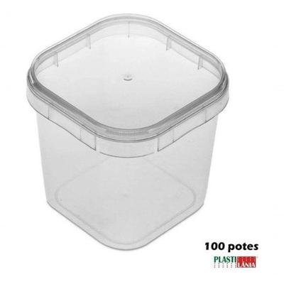 Pote para Alimentos Pote Quadrado 220 ml com Tampa em Polipropileno PP 100% BPA FREE com Lacre