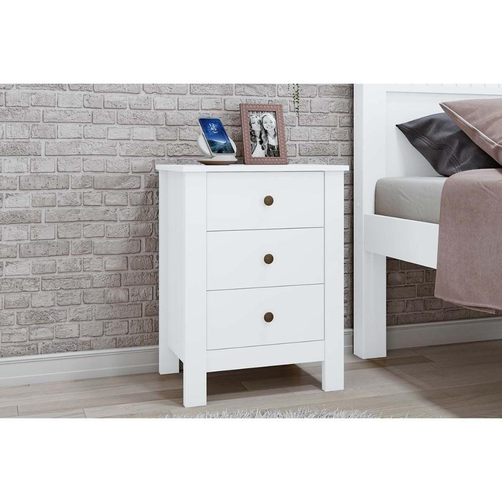 Mesa Cabeceira Maggiore C/ 3 Gavetas Branco - Lopas - 1